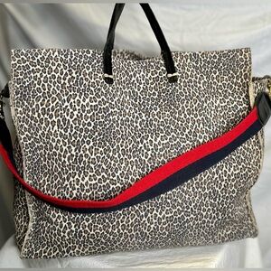 CLARE V. Simple Suede Mini Cat Leopard Cheetah Carryall Tote Crossbody Bag